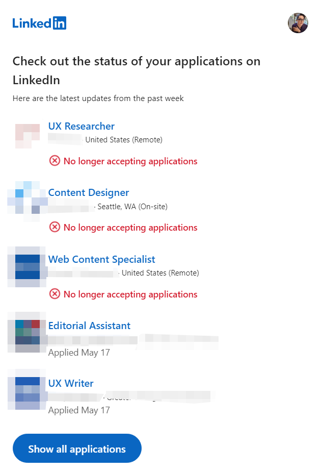 linkedin email screenshot